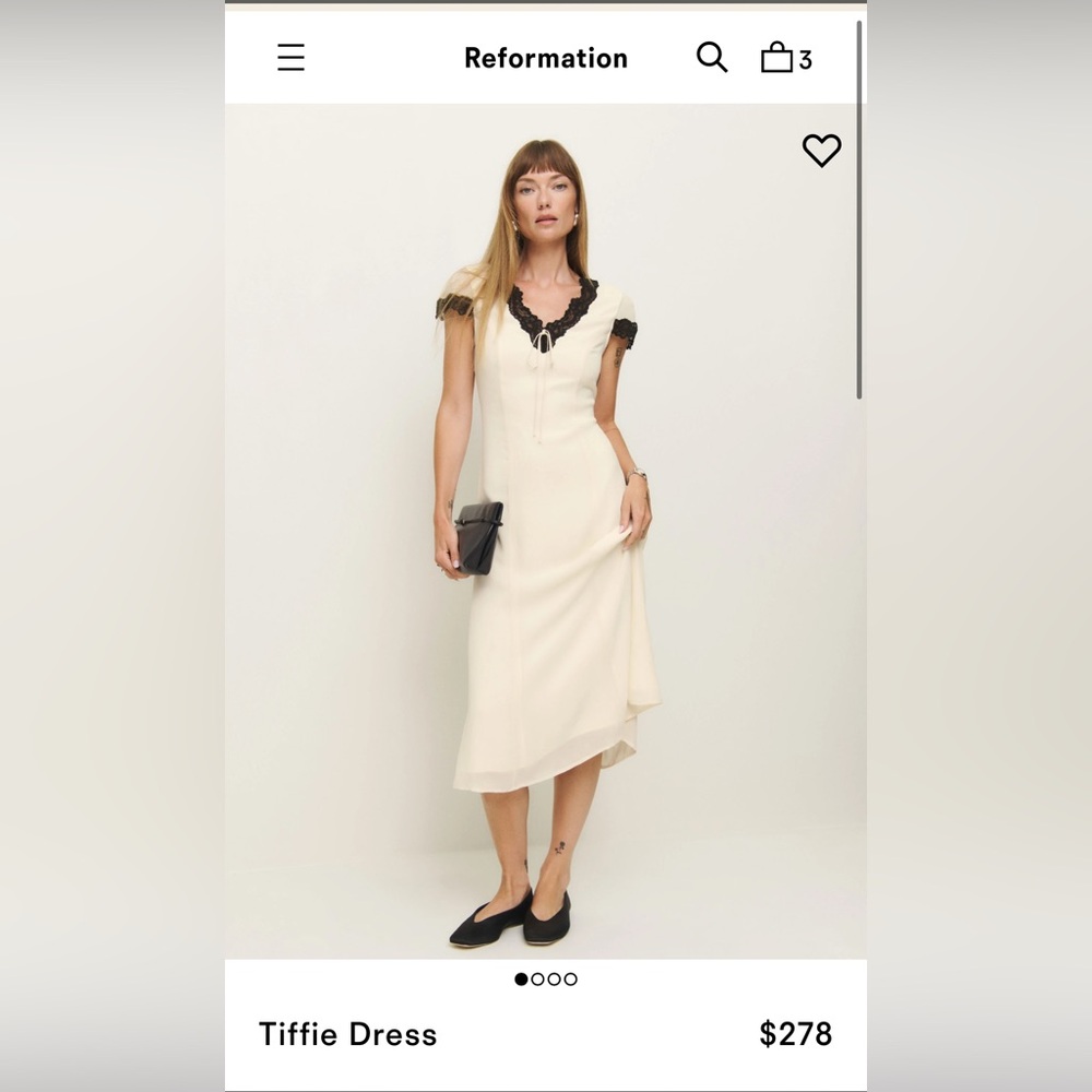 Reformation Tiffie Dress in color Fior Di Latte. Size 6. New with Tags on.